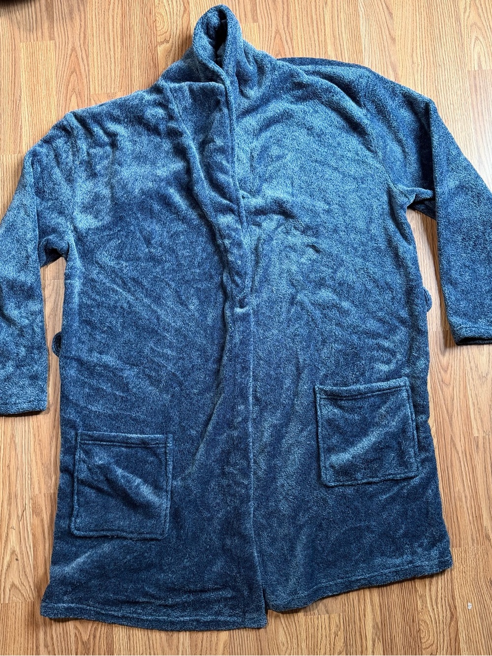& Other Stories Plush Hooded Robe Coat - Deep Blue